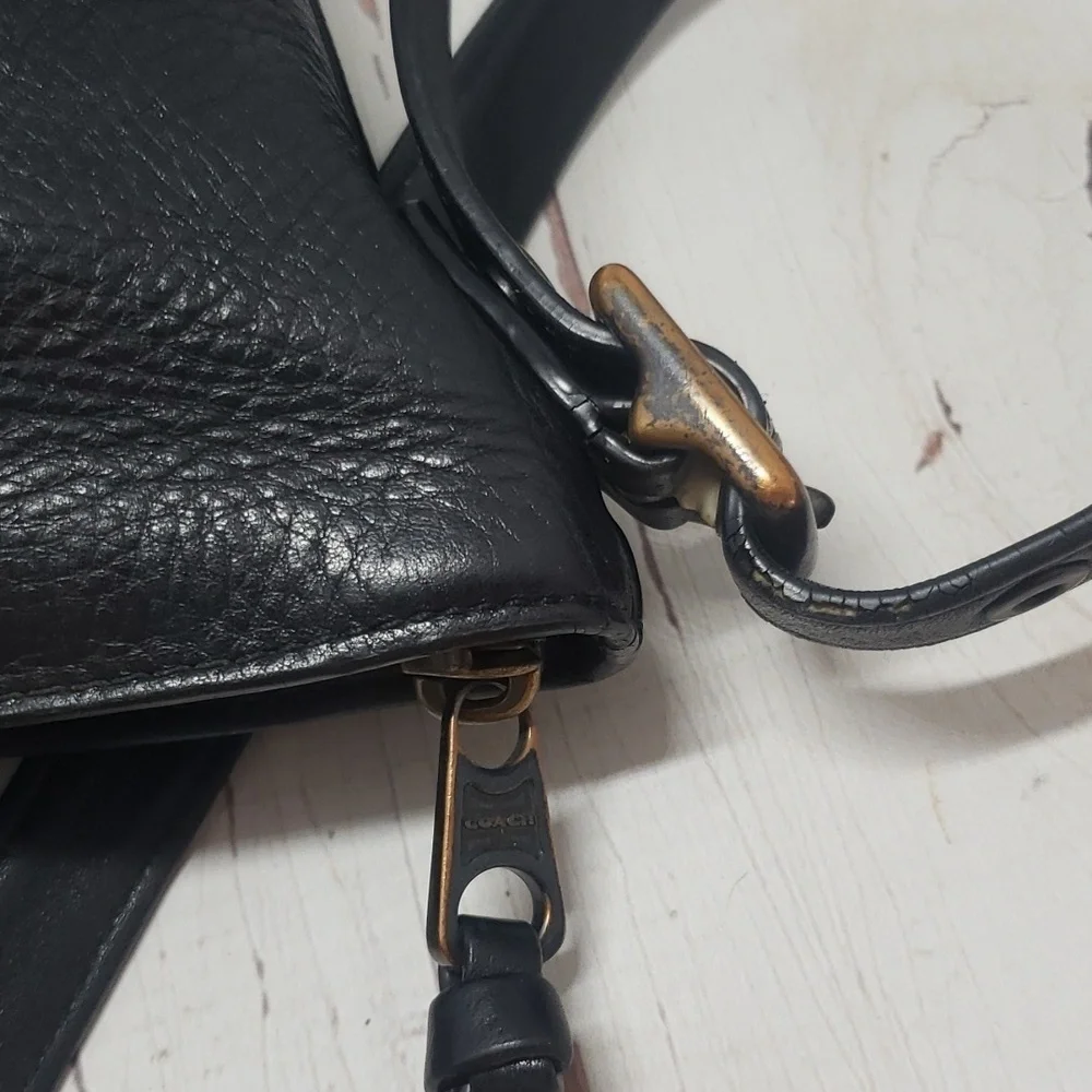 Coach black leather vintage duffle bag
